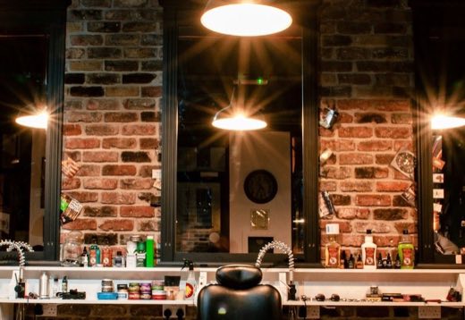 Pomade and beard oil product shelf for aftercare